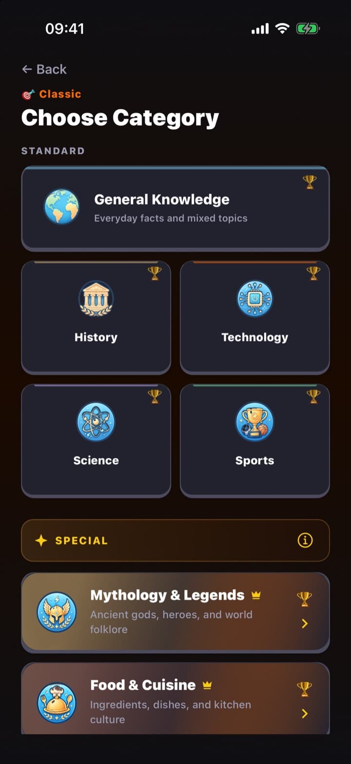 Category selection